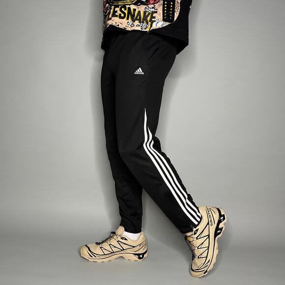 adidas Other - Vintage Y2K Adidas Sweatpants Mens XS Black White 3 Stripes Polyester Zippers